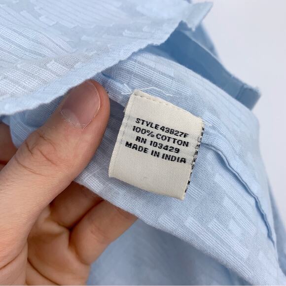 NWT CAFFE MARRAKESH Clipped Jacquard Button Down Shirt Light Blue M - Picture 6 of 11
